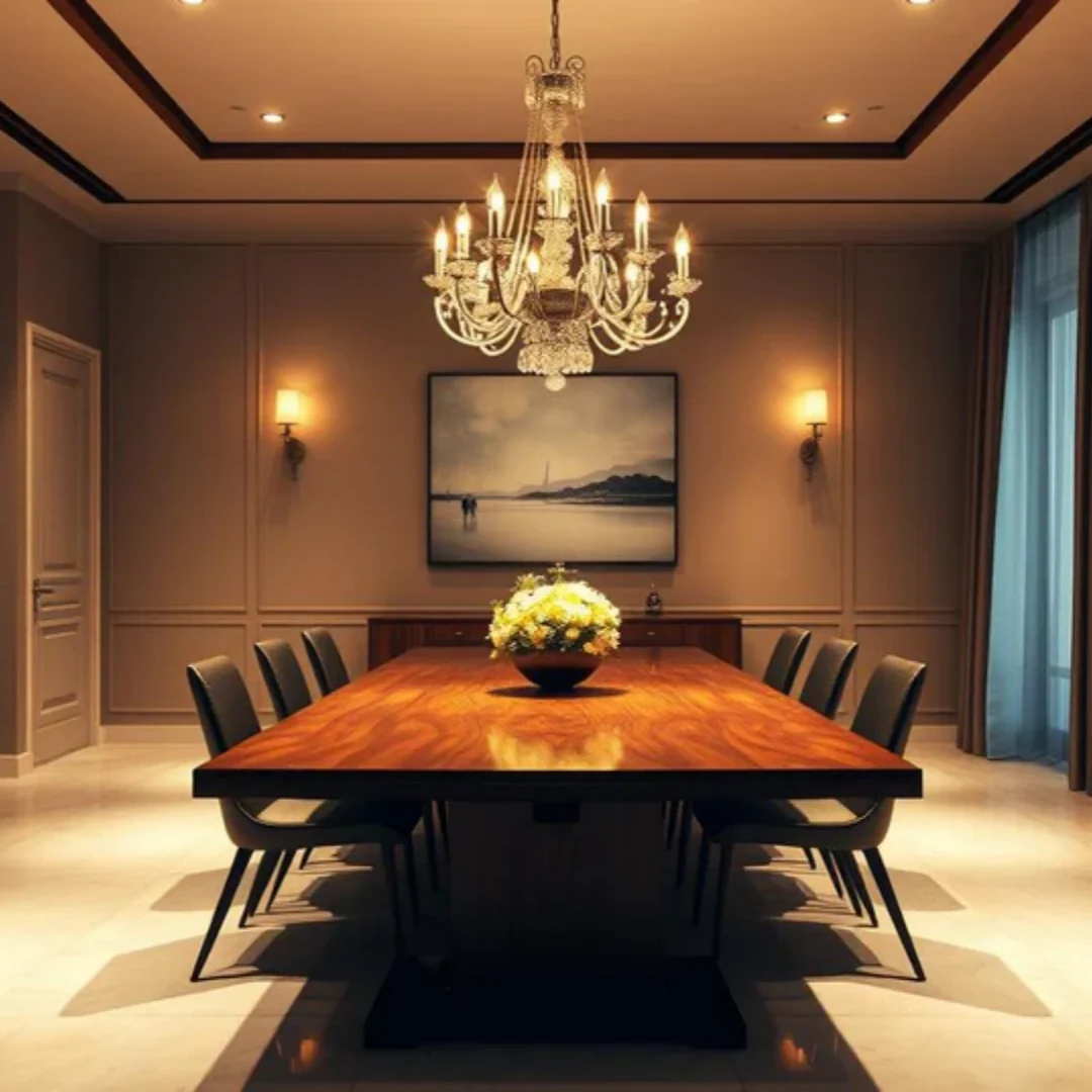 What is the ideal height for a chandelier above a table?