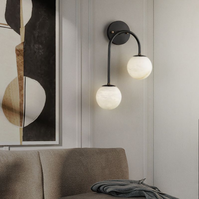 Alabaster Glo Modern Wall Sconce In Bedroom - thebelacan