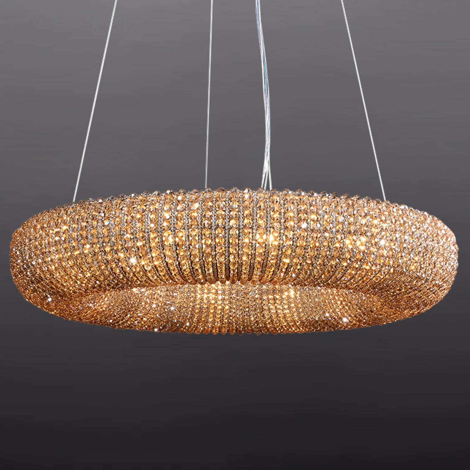 Amber Luxury Crystal Smoke Round Chandeliers