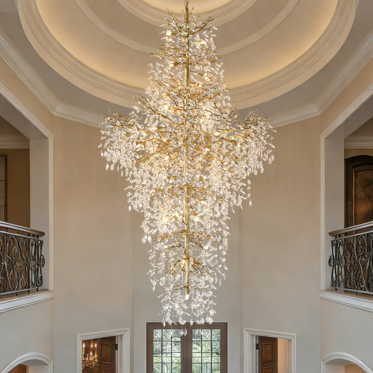 Marquise Double-Layer Branch Staircase Chandelier 2300 - Gold