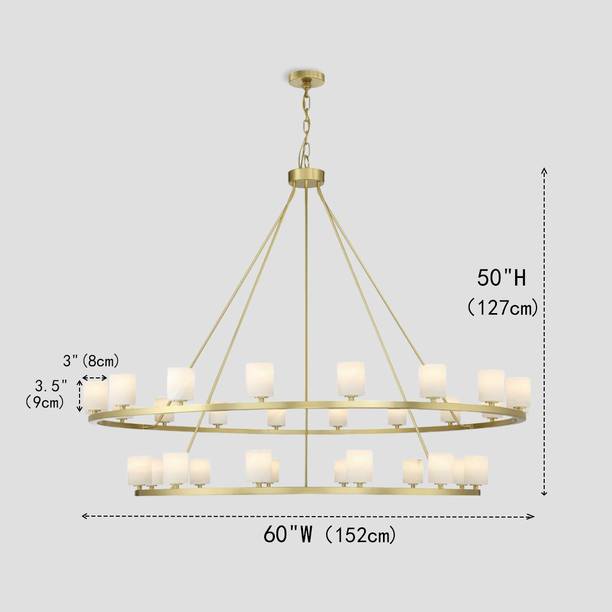 Aragon Tiered Crystal/Stone Chandelier 59"