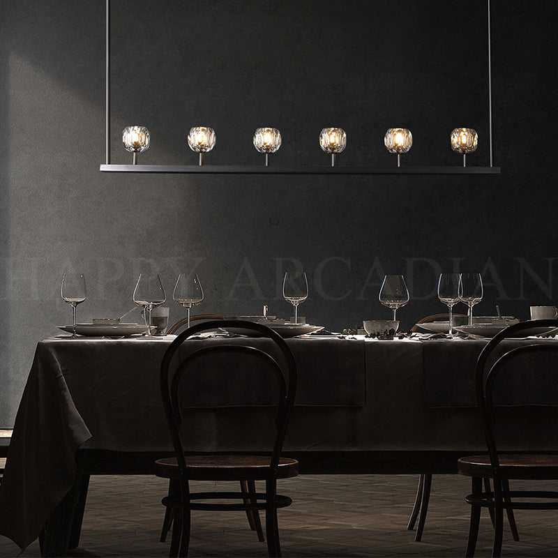 HA Bola De Modern Cristal Crystal Linear Chandelier 60"