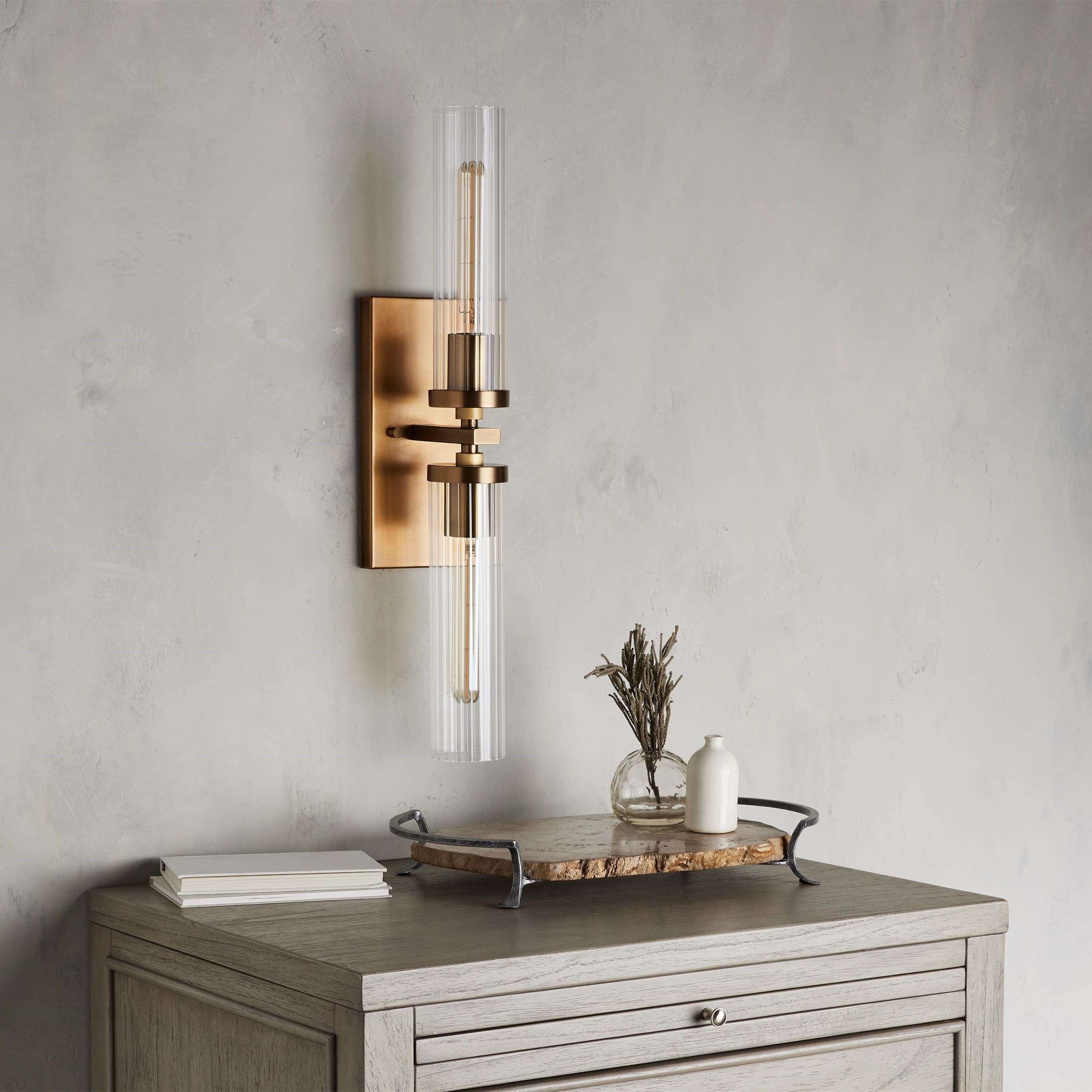 Andreas Glass Modern Wall Lamp 2 Light