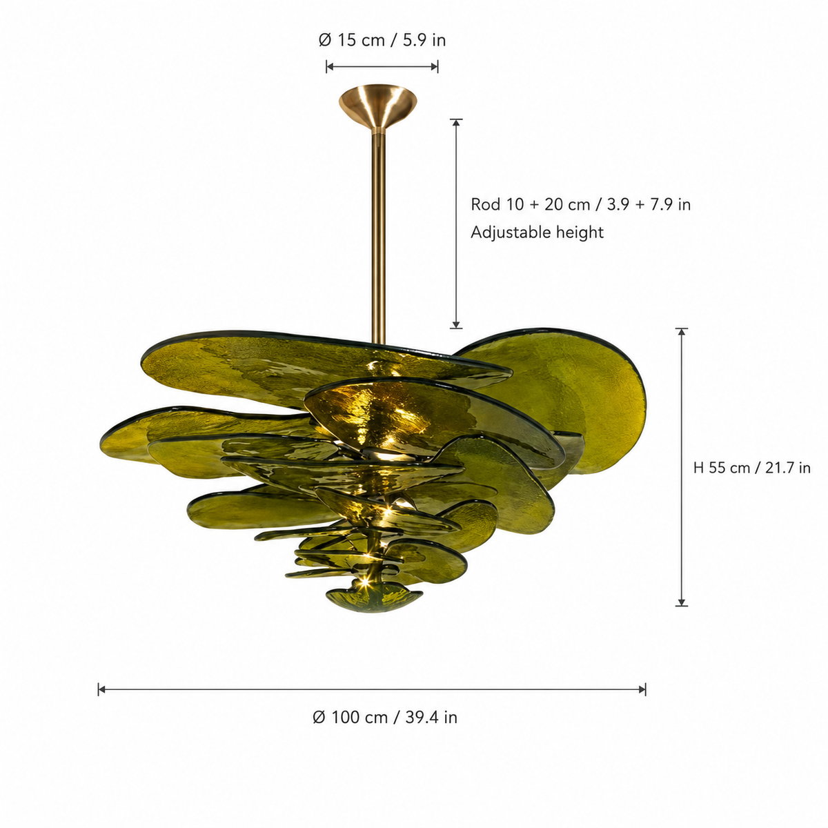 Petal Cascade Artisan Murano Chandelier 21.7"-39.4"