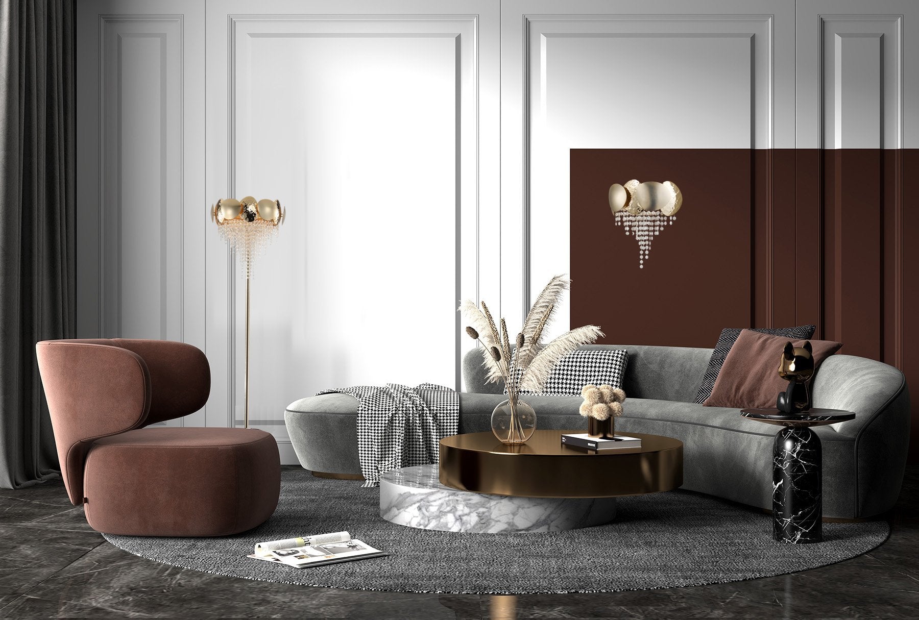 Elegant Brass Crystal Wall Sconce with Clear K9 Crystal