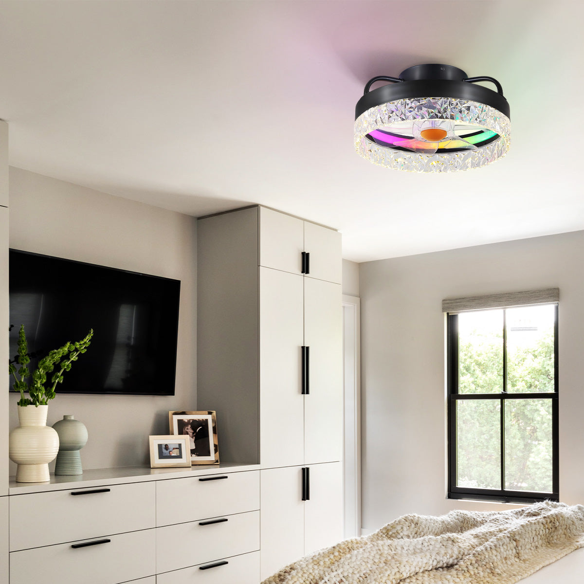 Low Profile Ceiling Fan Light with Remote 13"