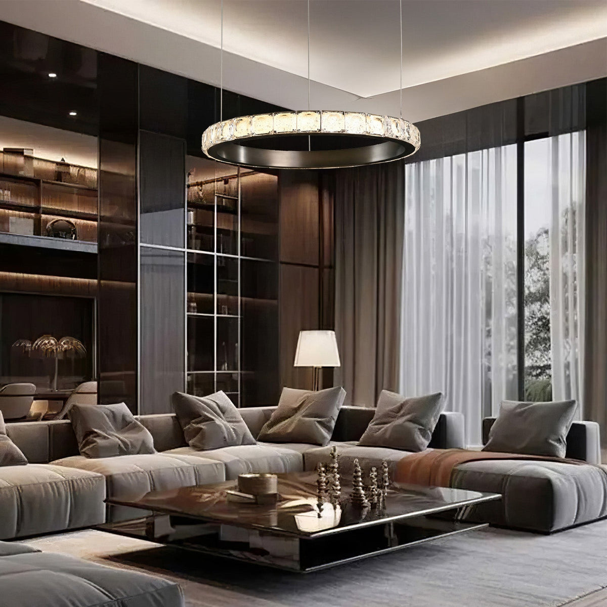 Drake Single-Ring Crystal Chandelier