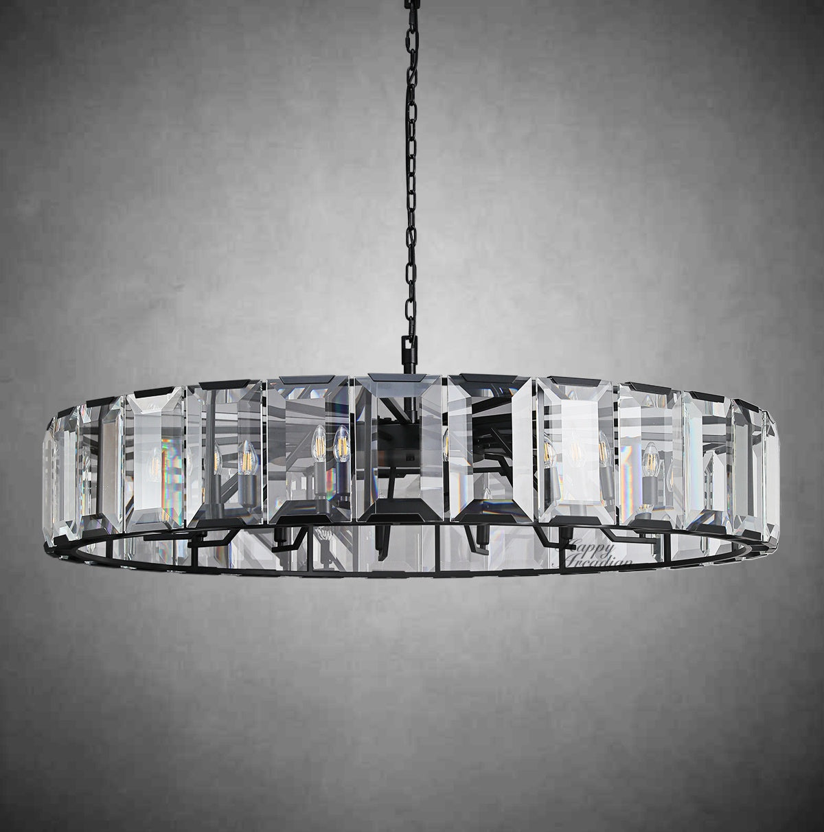 Halloway Crystal Round Chandelier for Living Room Bedroom Dining Room