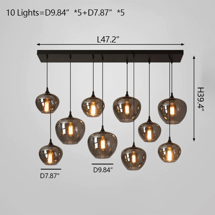 Modern Smoke Gray Glass Lamp Designer Chandelier