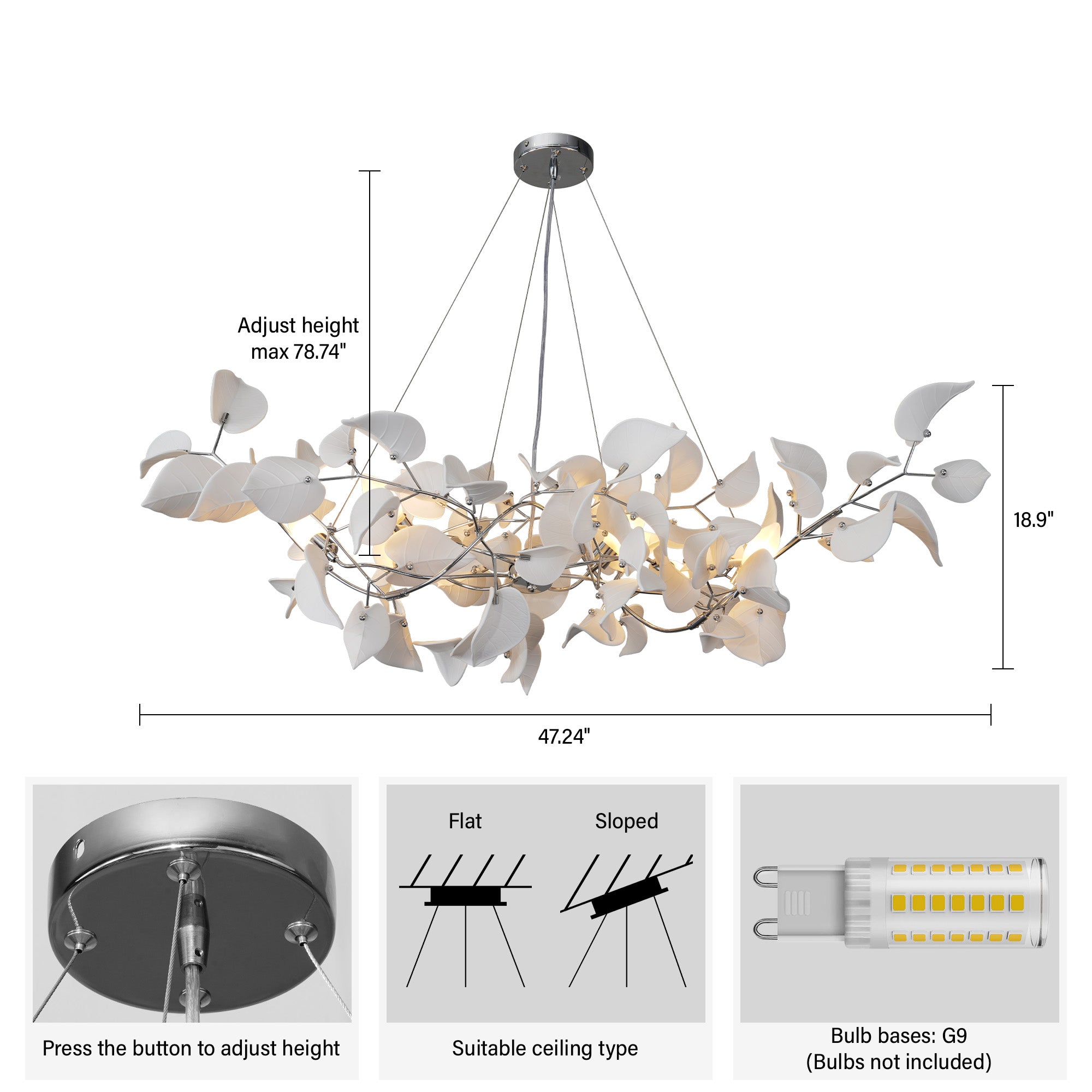 Ceramic Ginkgo Leaf Rectangula Chandelier