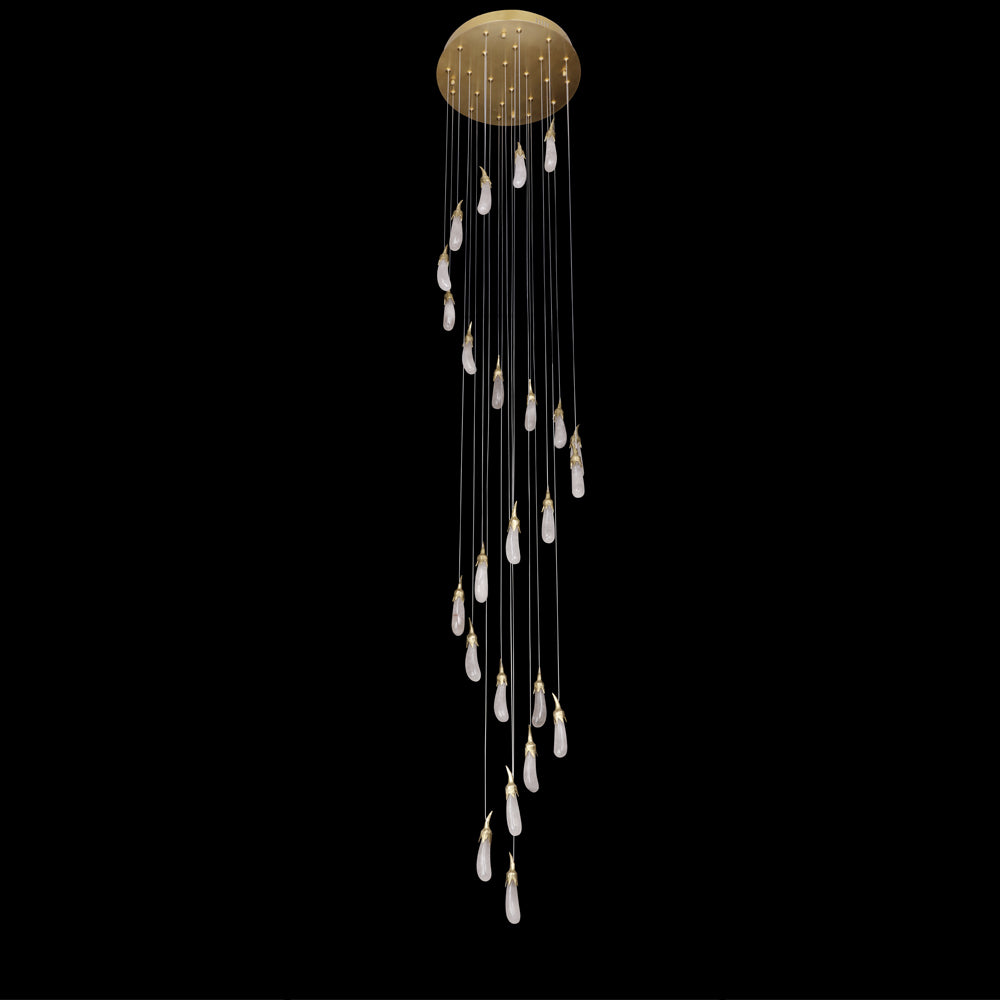 Kathleen 24 Light Long-eggplants Modern Rock Crystal Chandelier Staircase