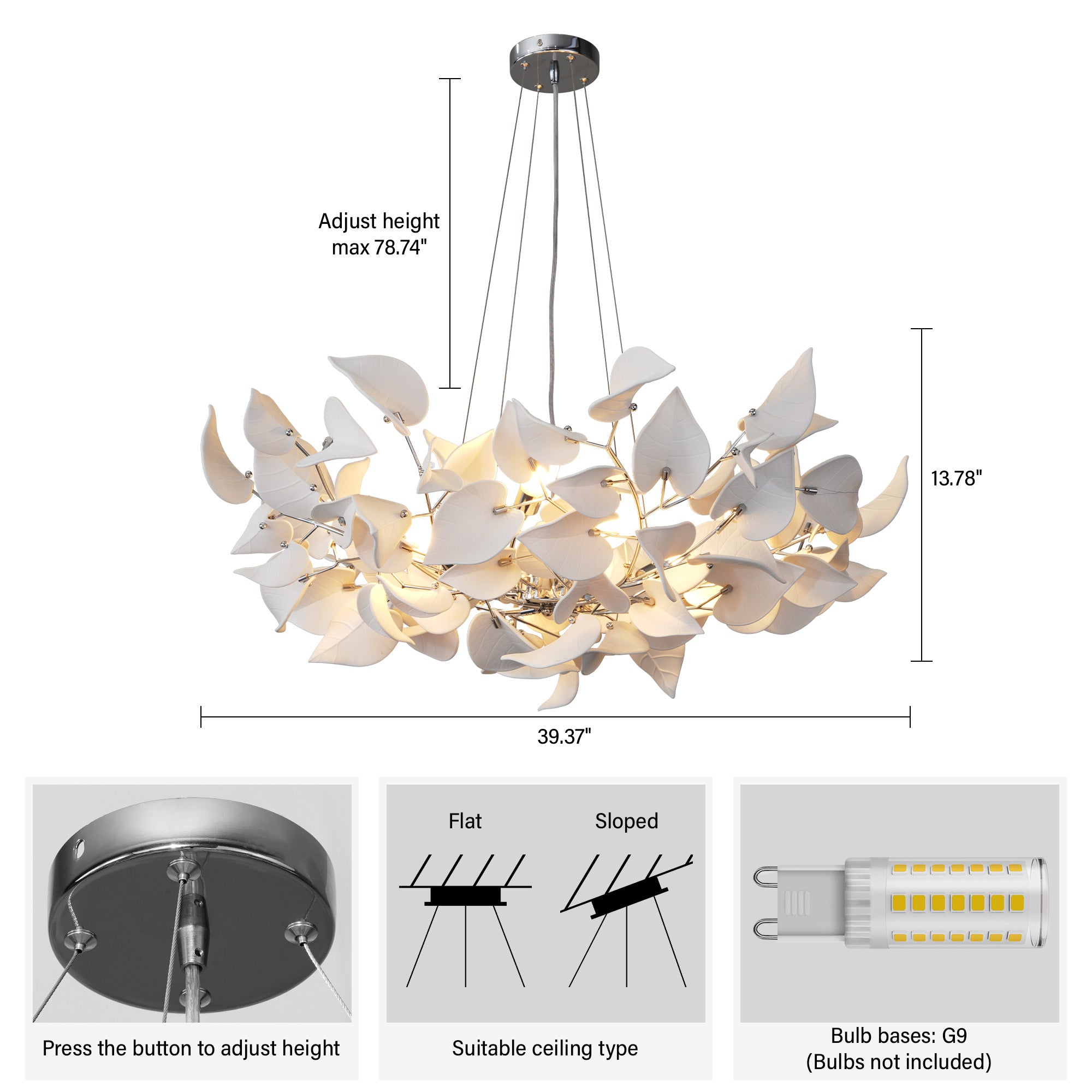 Ceramic Ginkgo Leaf Chandelier