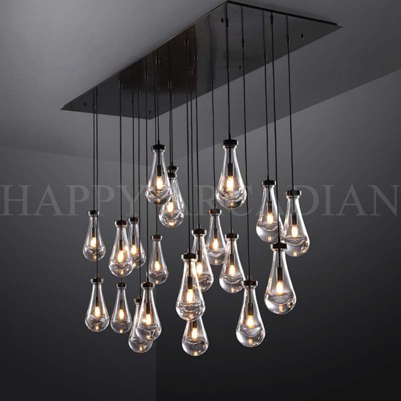 HA Raindrop Glass Linear Chandelier 54"