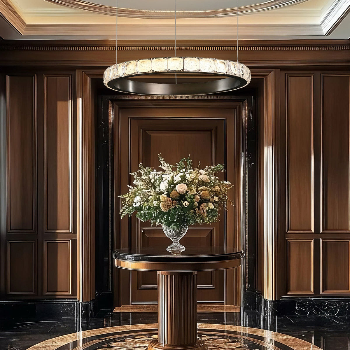 Drake Single-Ring Crystal Chandelier
