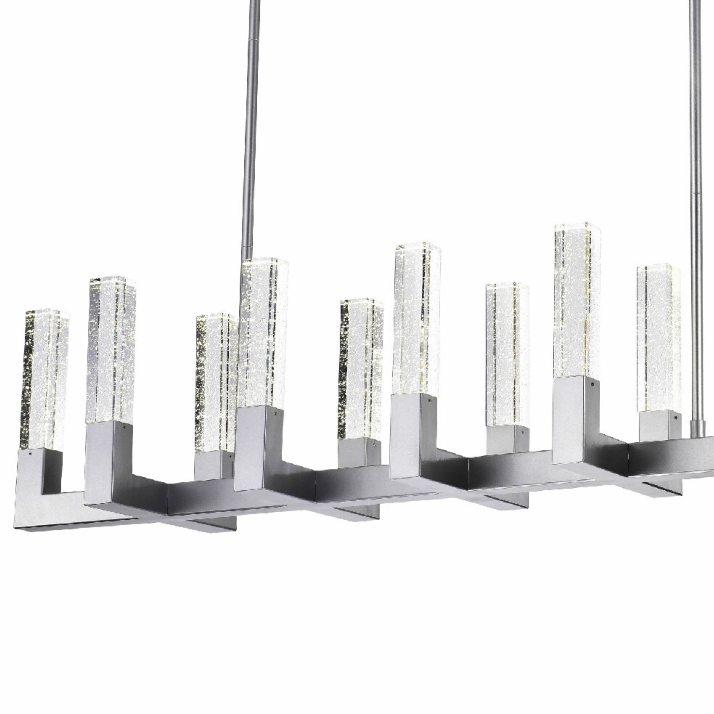 12 Light Rectangular Crystal Dianyi LED Chandelier Silver