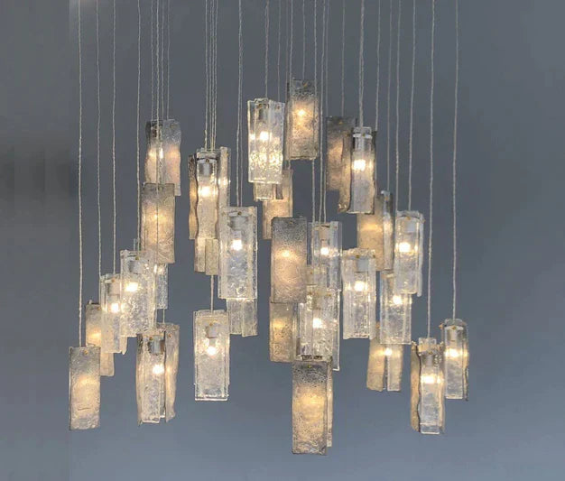Art Design 1/25/60/84-Light Colorful Rectangle Cluster Glass Tile Pendant/Chandelier