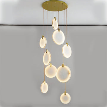 Queenie Alabaster disc Long Round chandelier For Loft