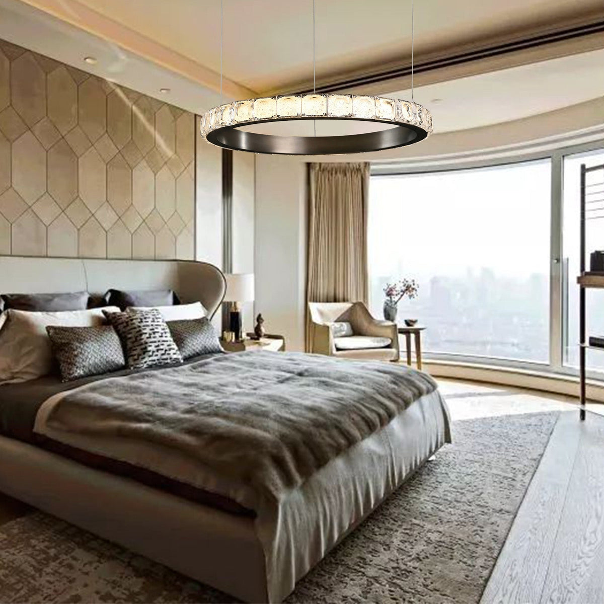 Drake Single-Ring Crystal Chandelier