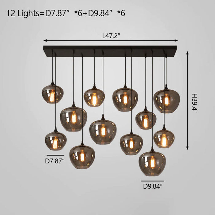 Modern Smoke Gray Glass Lamp Designer Chandelier