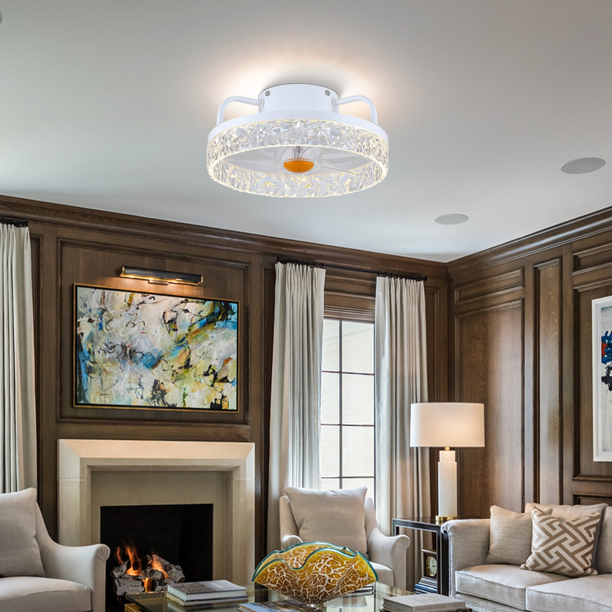 Low Profile Ceiling Fan Light with Remote 13"