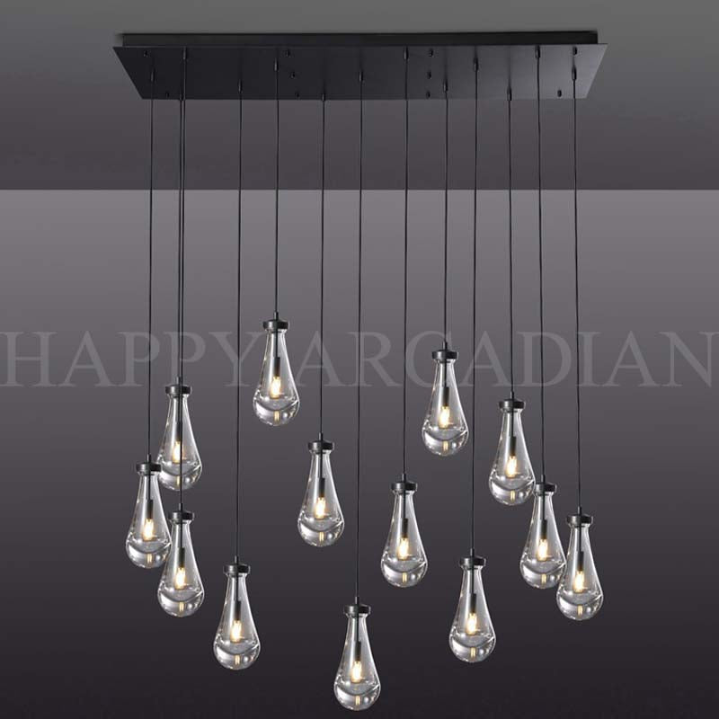 HA Raindrop Glass Linear Chandelier 54"