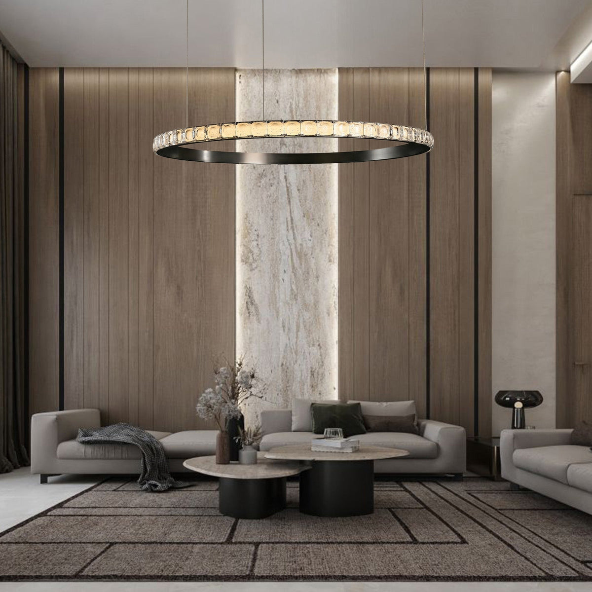 Drake Single-Ring Crystal Chandelier