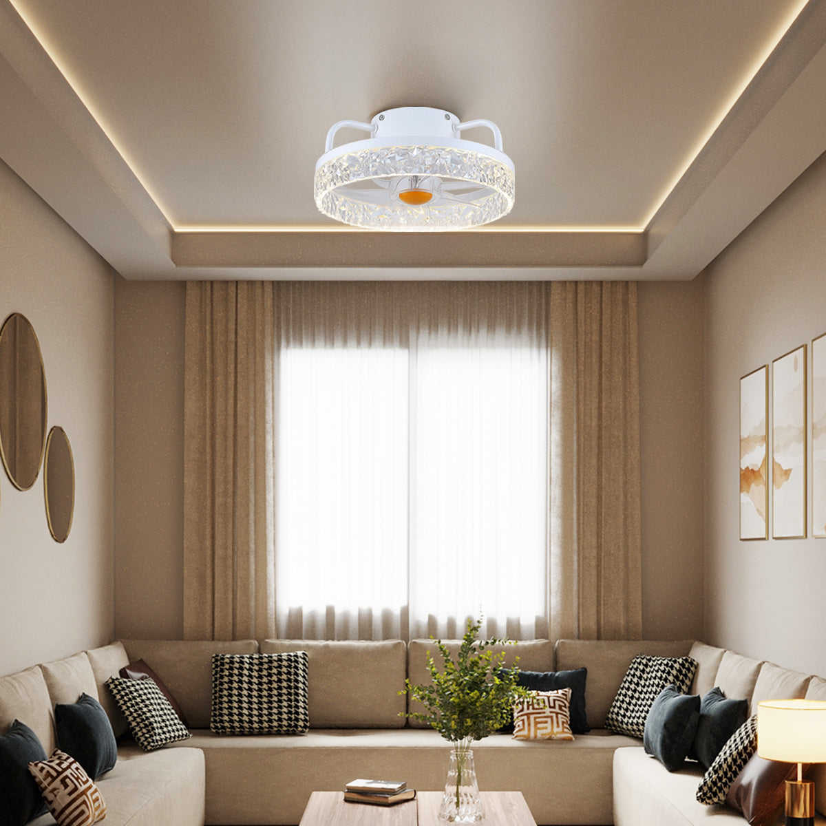 Low Profile Ceiling Fan Light with Remote 13"