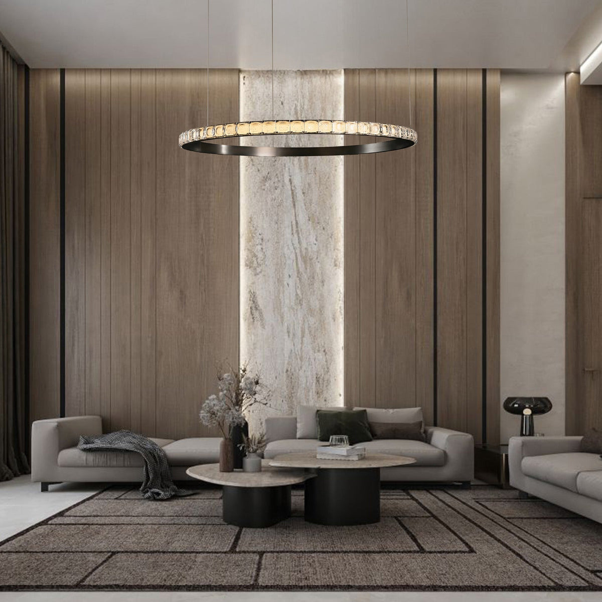 Drake Single-Ring Crystal Chandelier