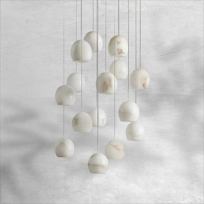 Maeva Round Alabster Chandelier 7'' 15'' 36''