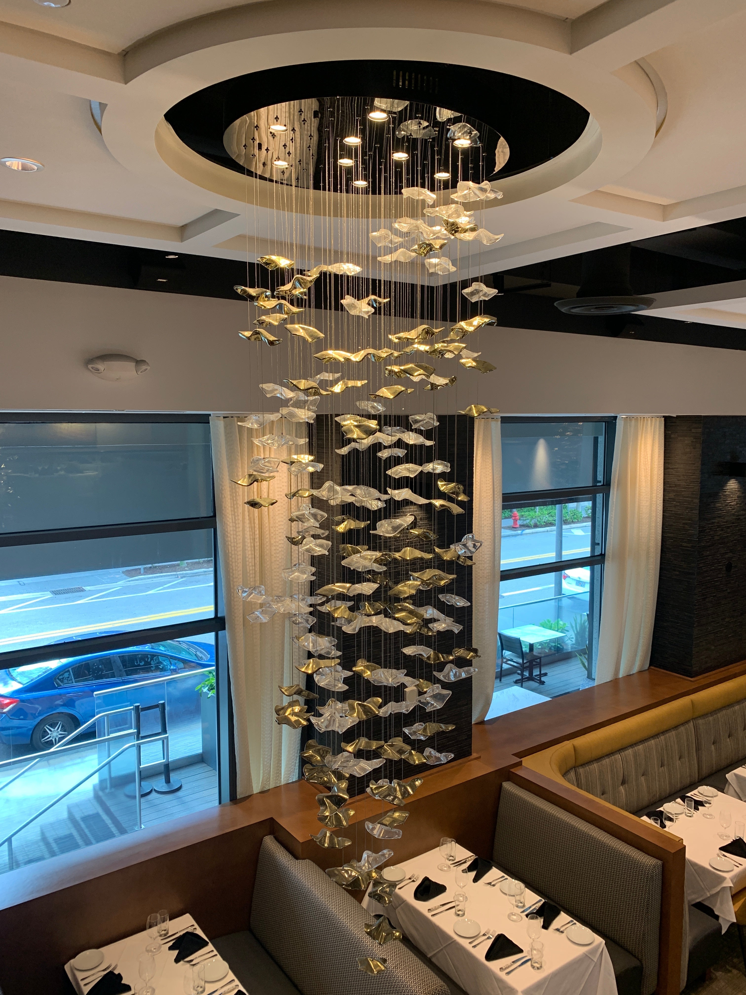 Calliope Coastal Sands Wave Glass Chandelier, Artisic Handmade Glass Chandelier