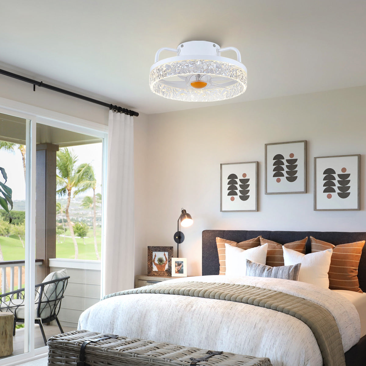 Low Profile Ceiling Fan Light with Remote 13"