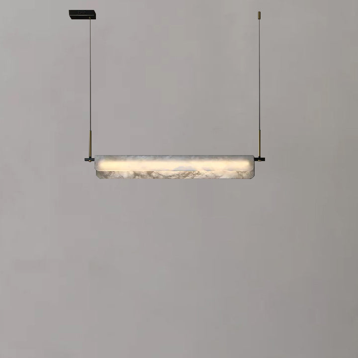 Eliana Alabaster Chandelier, Linear Chandelier Over Dining Room