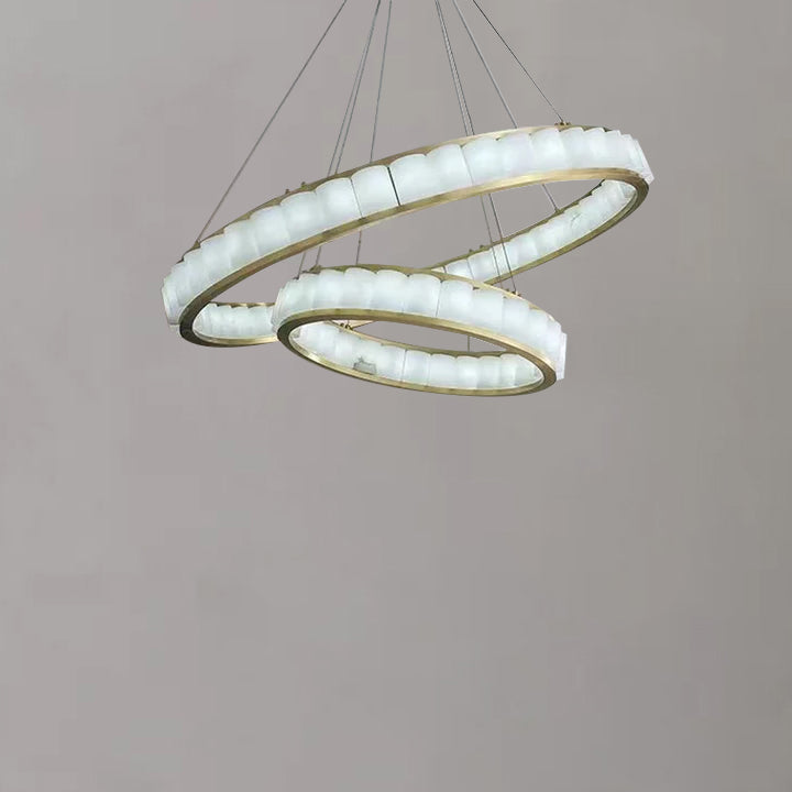 Gabriella Alabaster Circle Round Pendent Light, Galaxy Chandelier