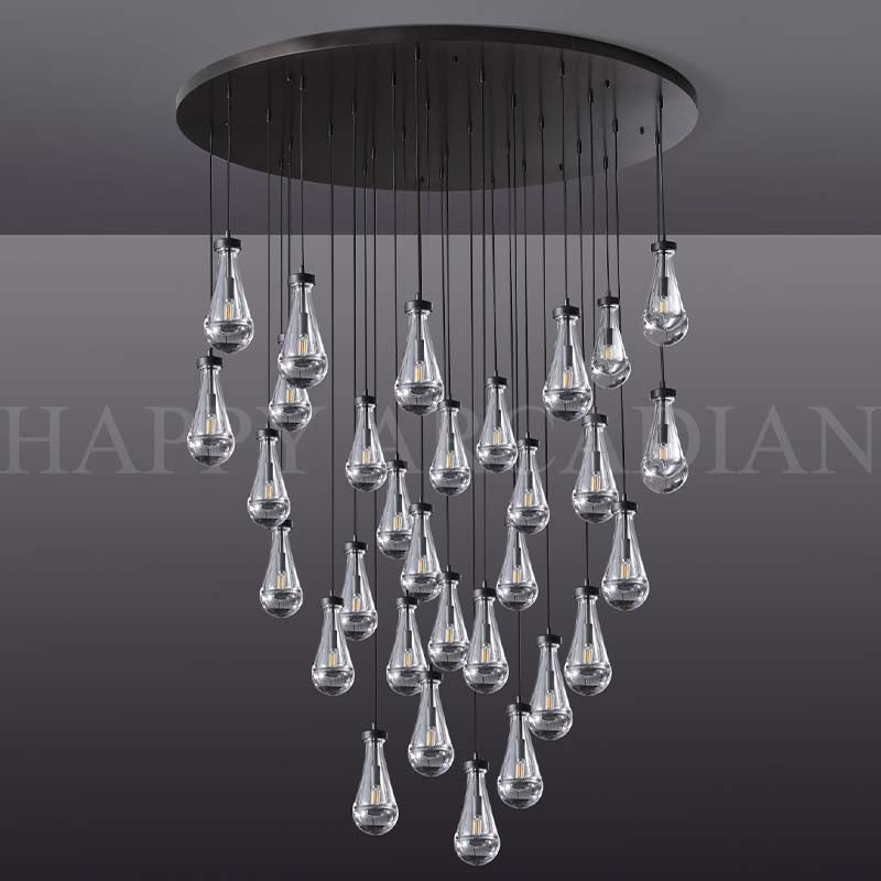 HA Raindrop Glass Round Chandelier 60"