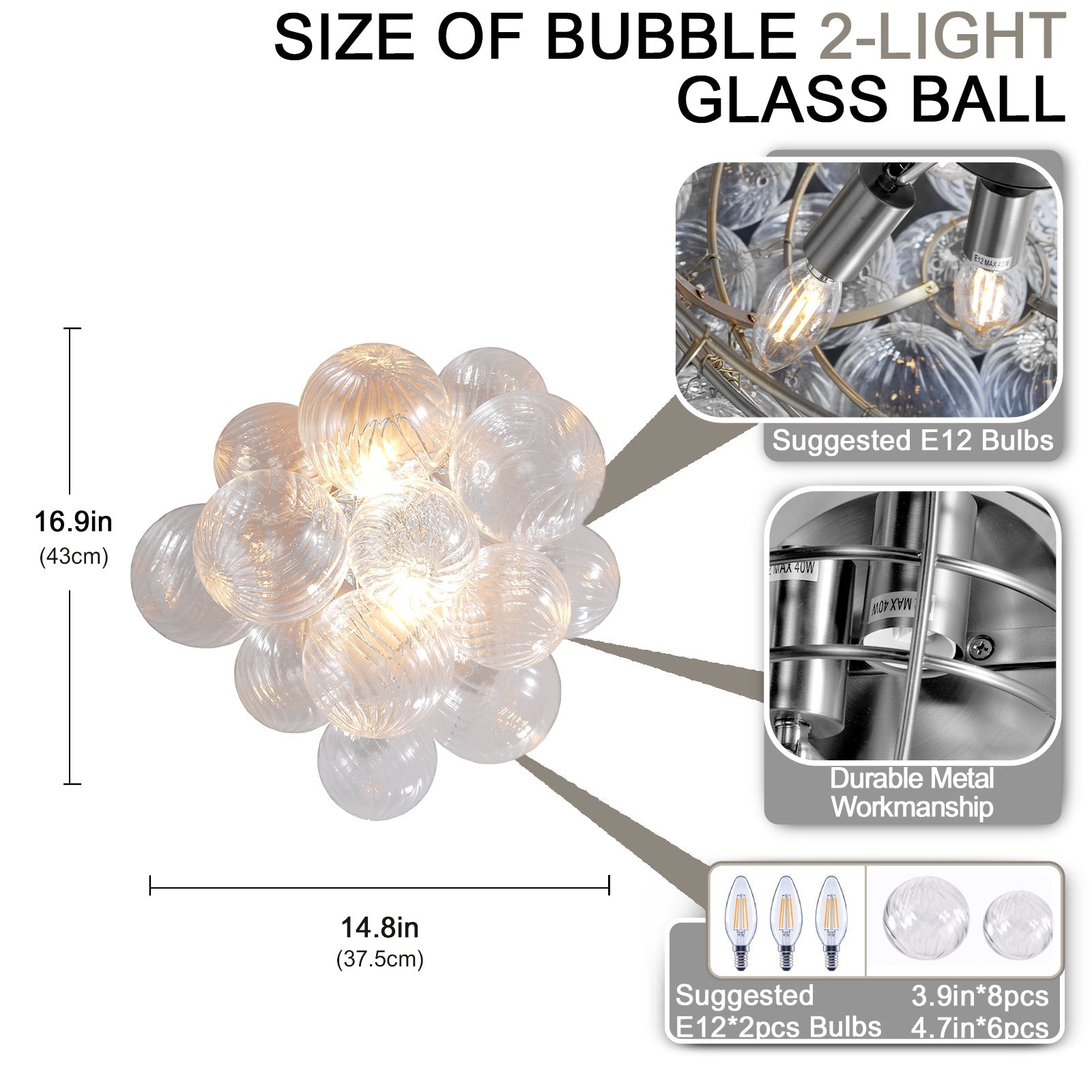 Golden Bubble Wall Lamp 16.9"