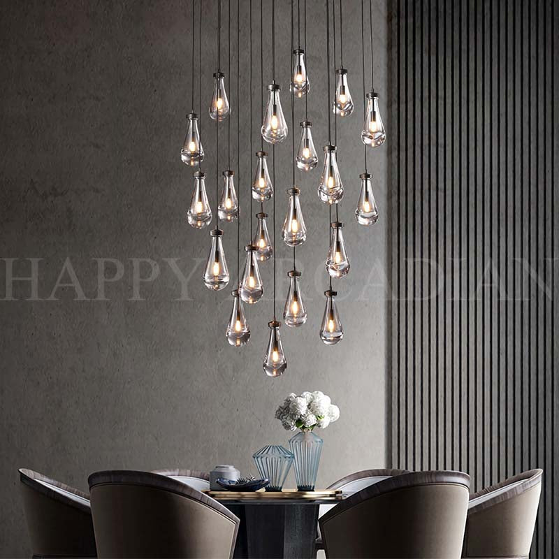 HA Raindrop Glass Round Chandelier 60"