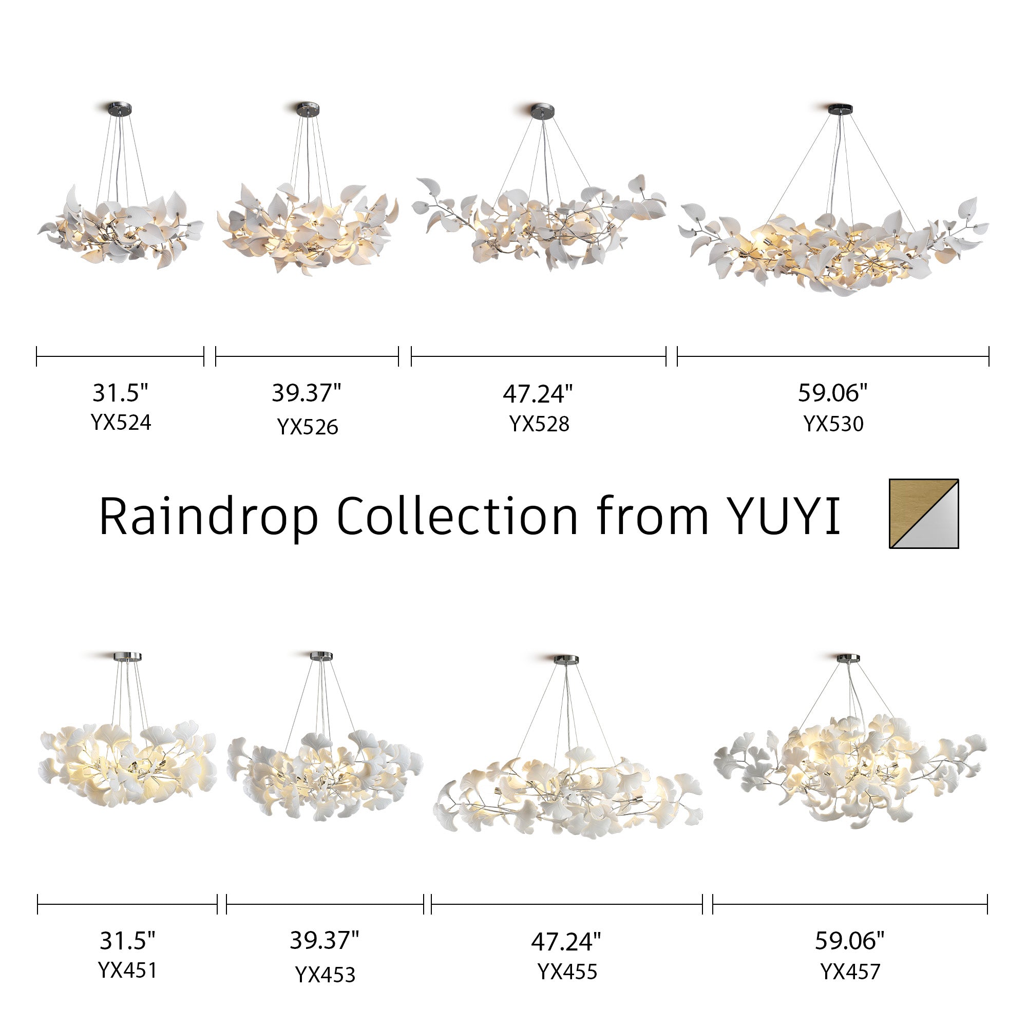 Ceramic Ginkgo Leaf Rectangula Chandelier