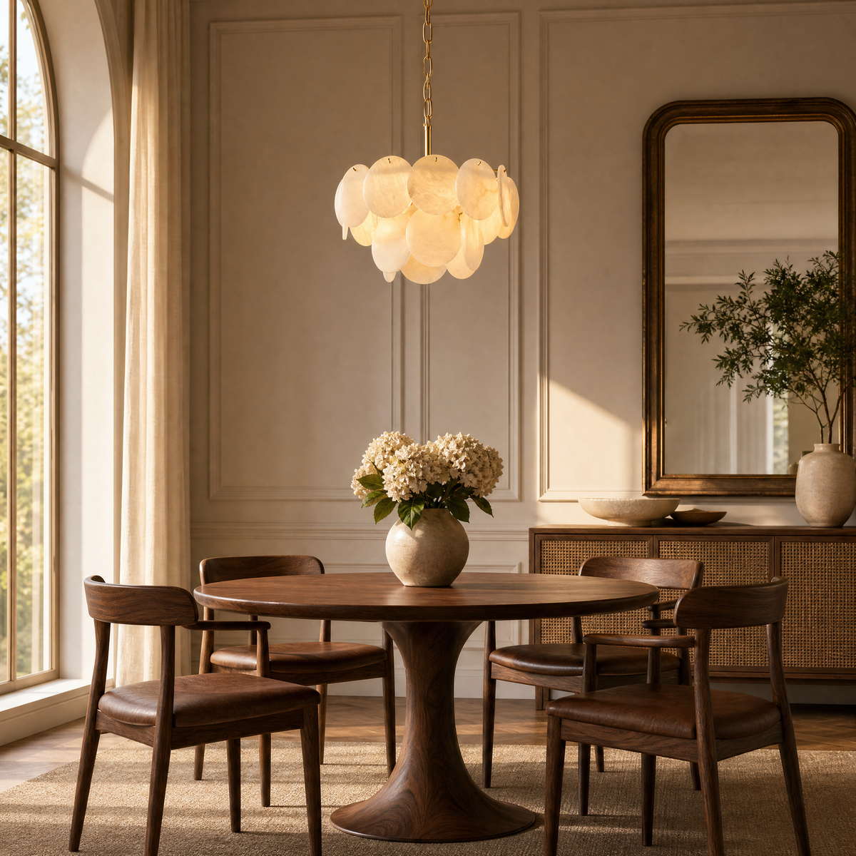 18" Round Alabaster Chandelier