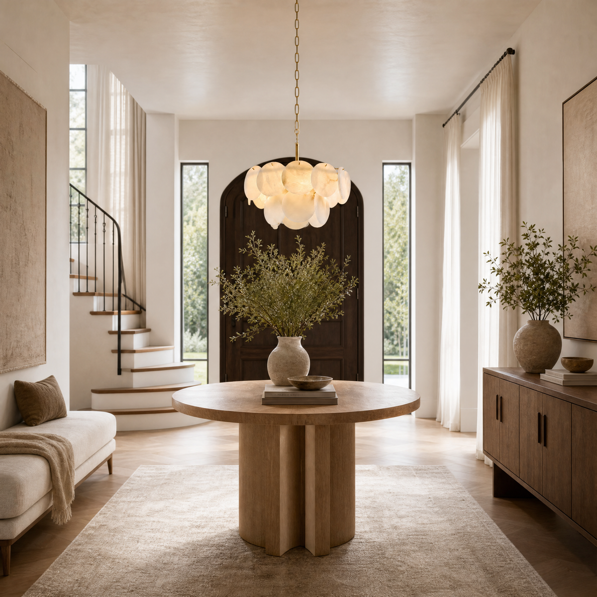 18" Round Alabaster Chandelier