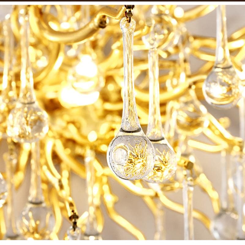 Gold Crystal Teardrop Wall Sconce with Bifurcated Design