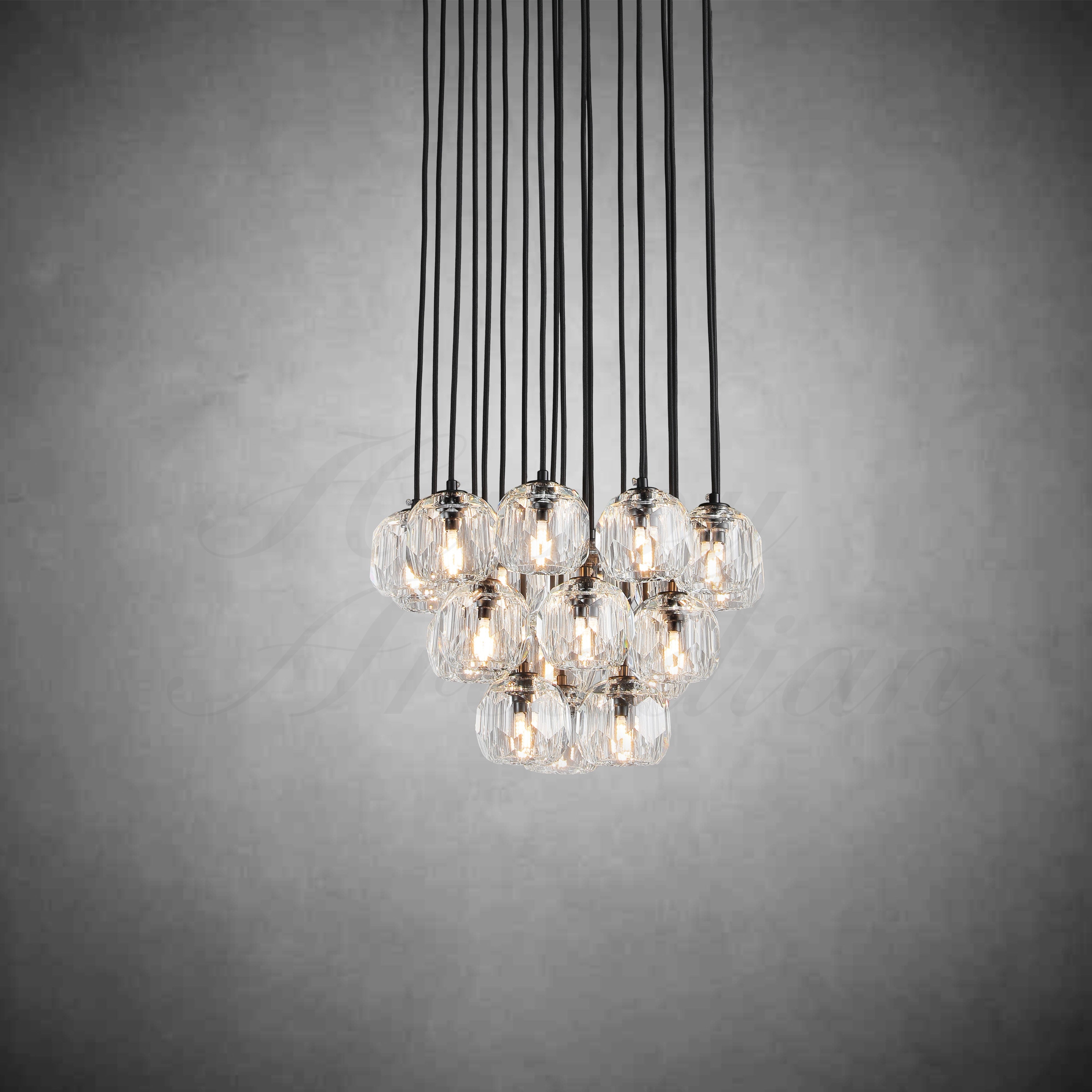 HA Bola De Crystal Round Cluster Chandelier