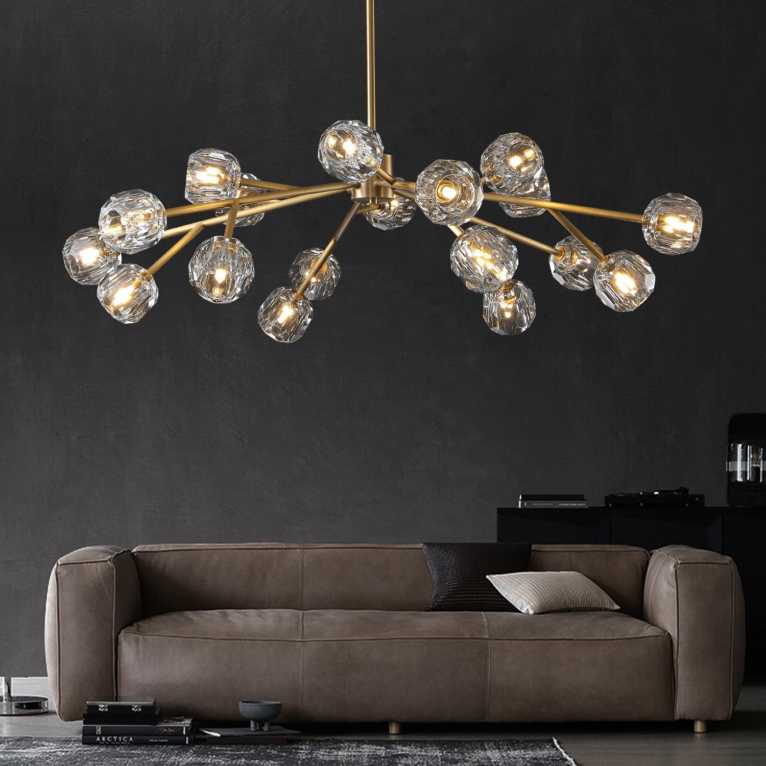 HA Bola De Clear Crystal Round Chandelier 48"