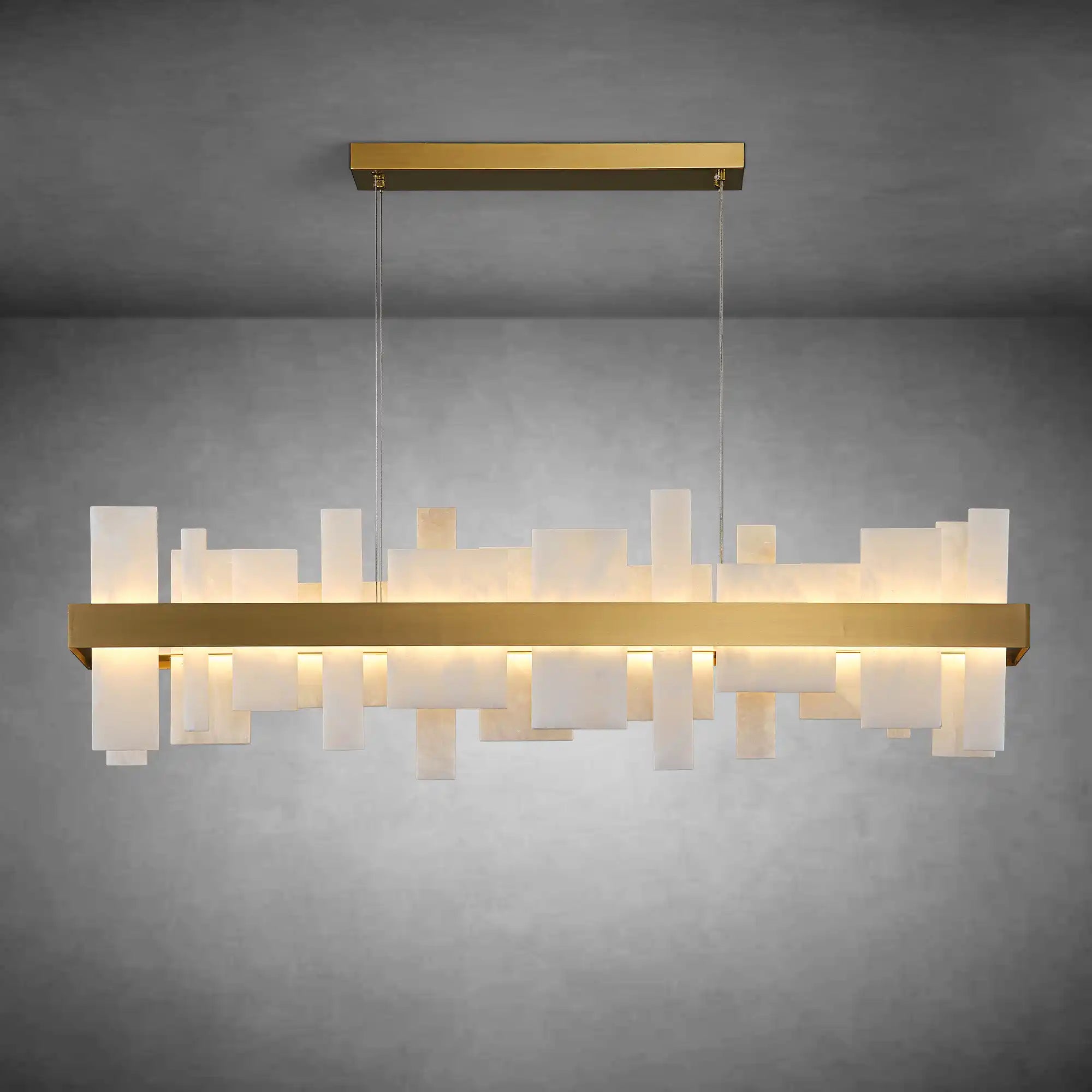 46.8" Adjustable Alabaster Chandelier Over Table for Dining Room