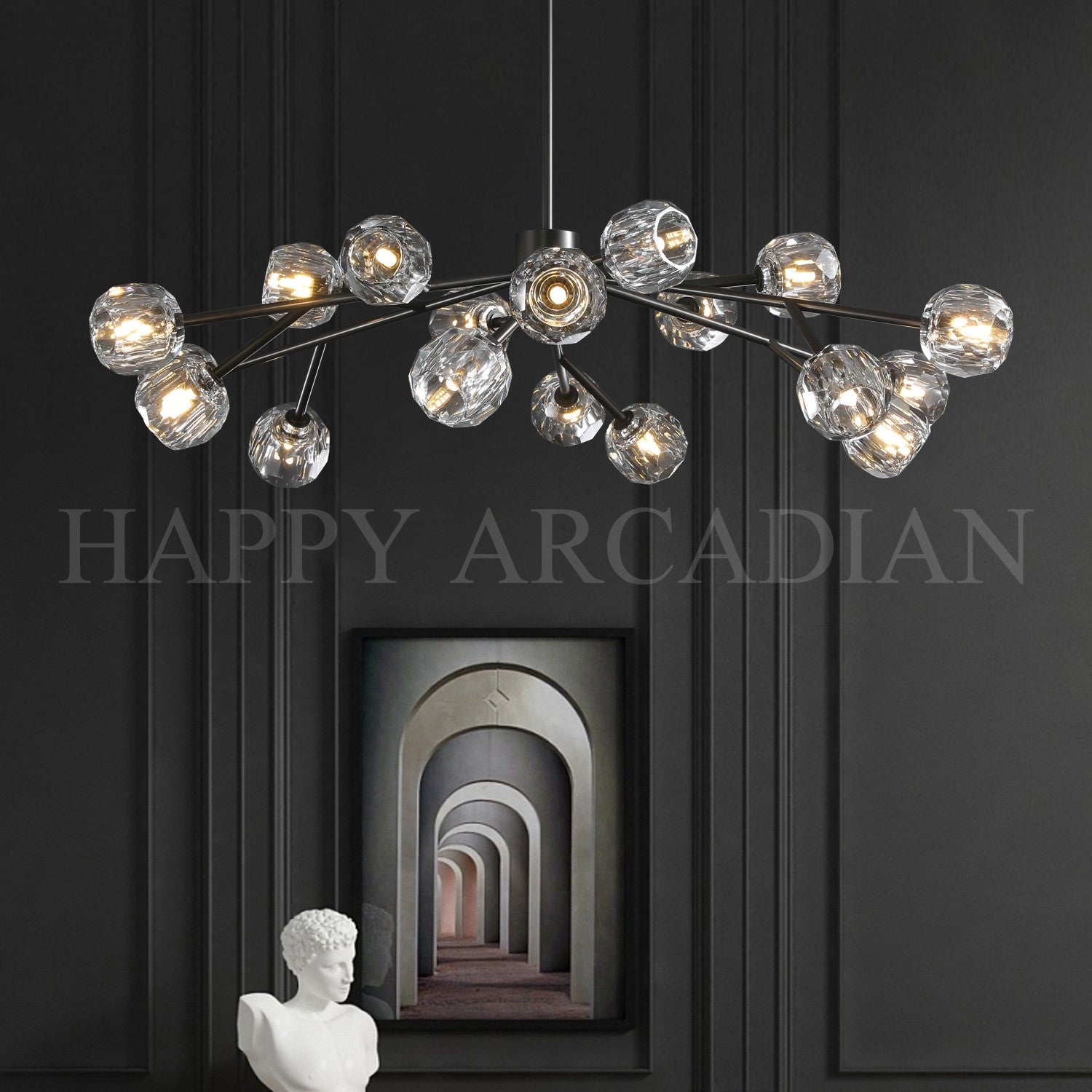 HA Bola De Clear Crystal Round Chandelier 48"