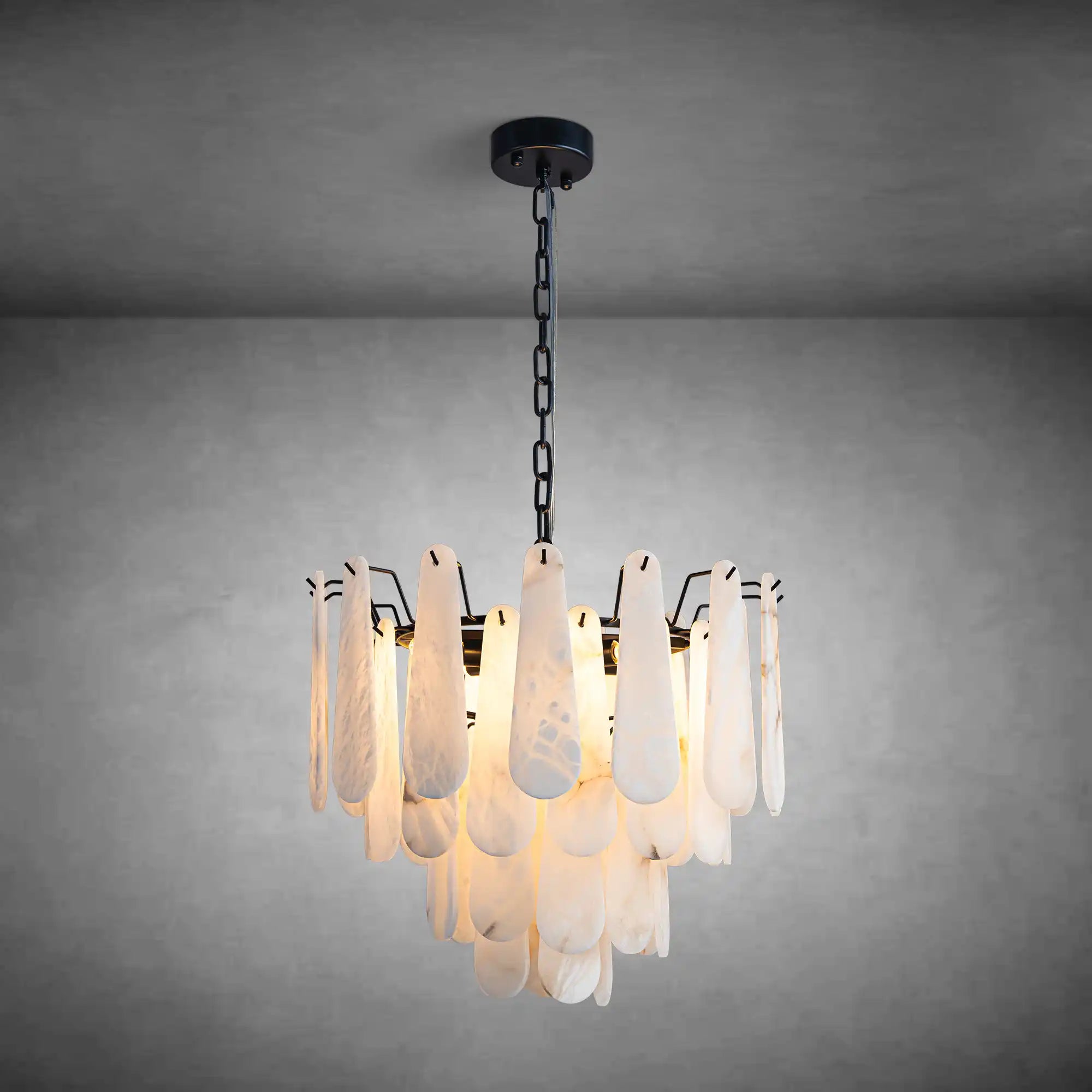 Modern Alabaster Black Round Pendant light