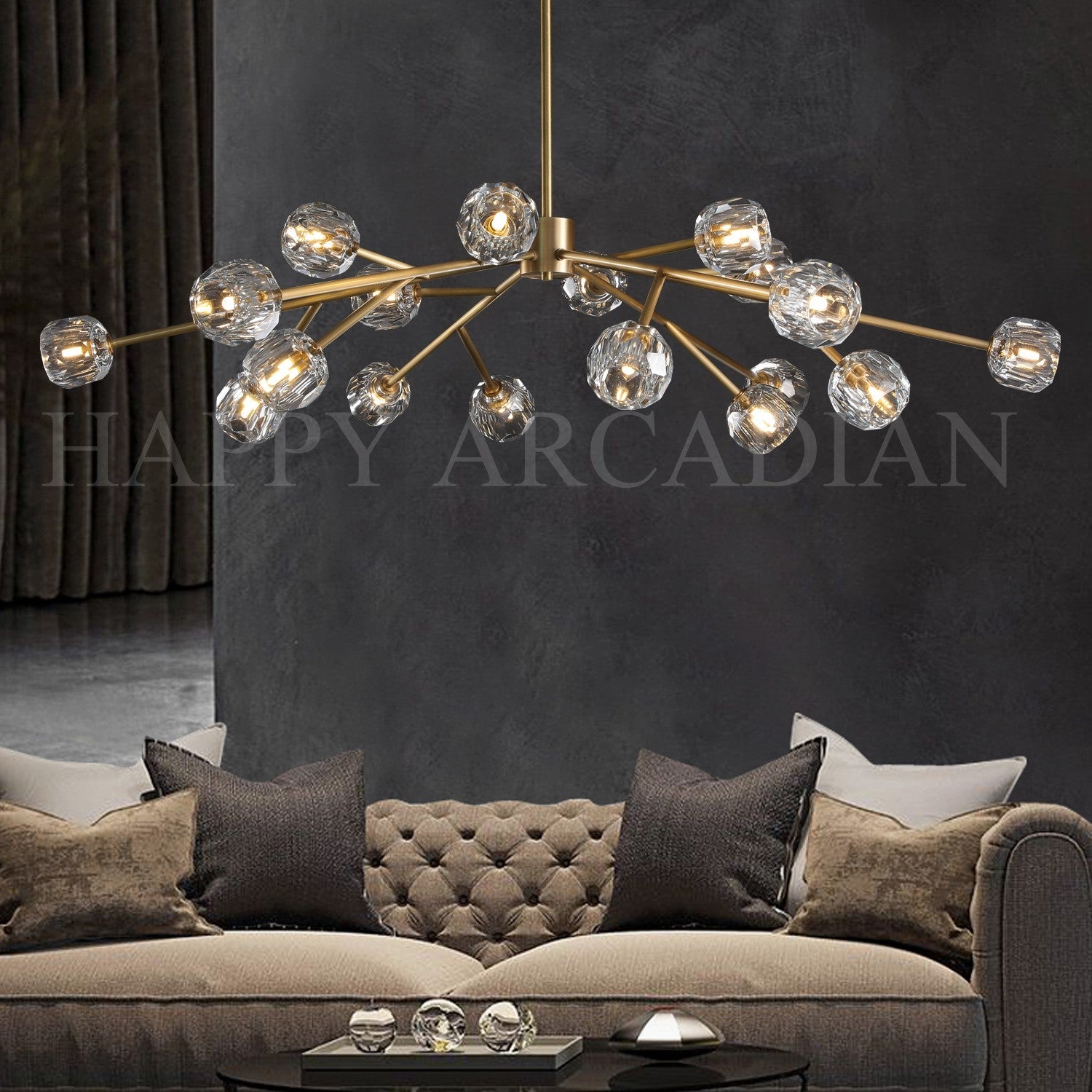 HA Bola De Clear Crystal Round Chandelier 72"