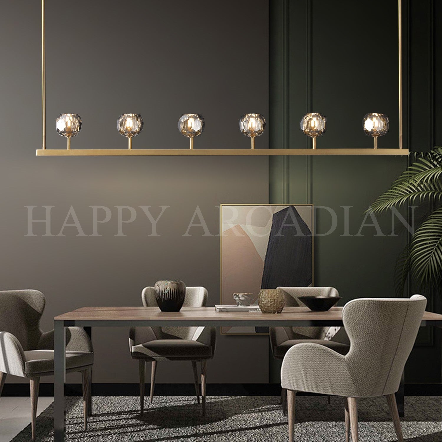 HA Bola De Modern Cristal Crystal Linear Chandelier 60"