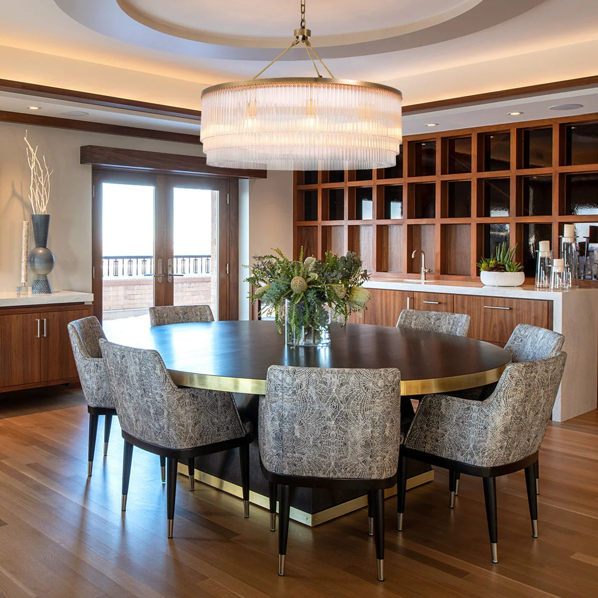 Hector L Modern Brass Glass Chandelier