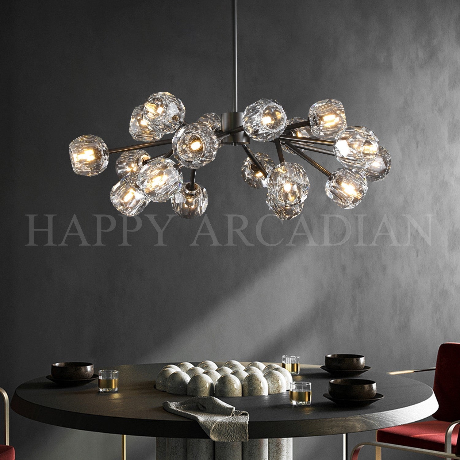 HA Bola De Crystal Round Chandelier 24"