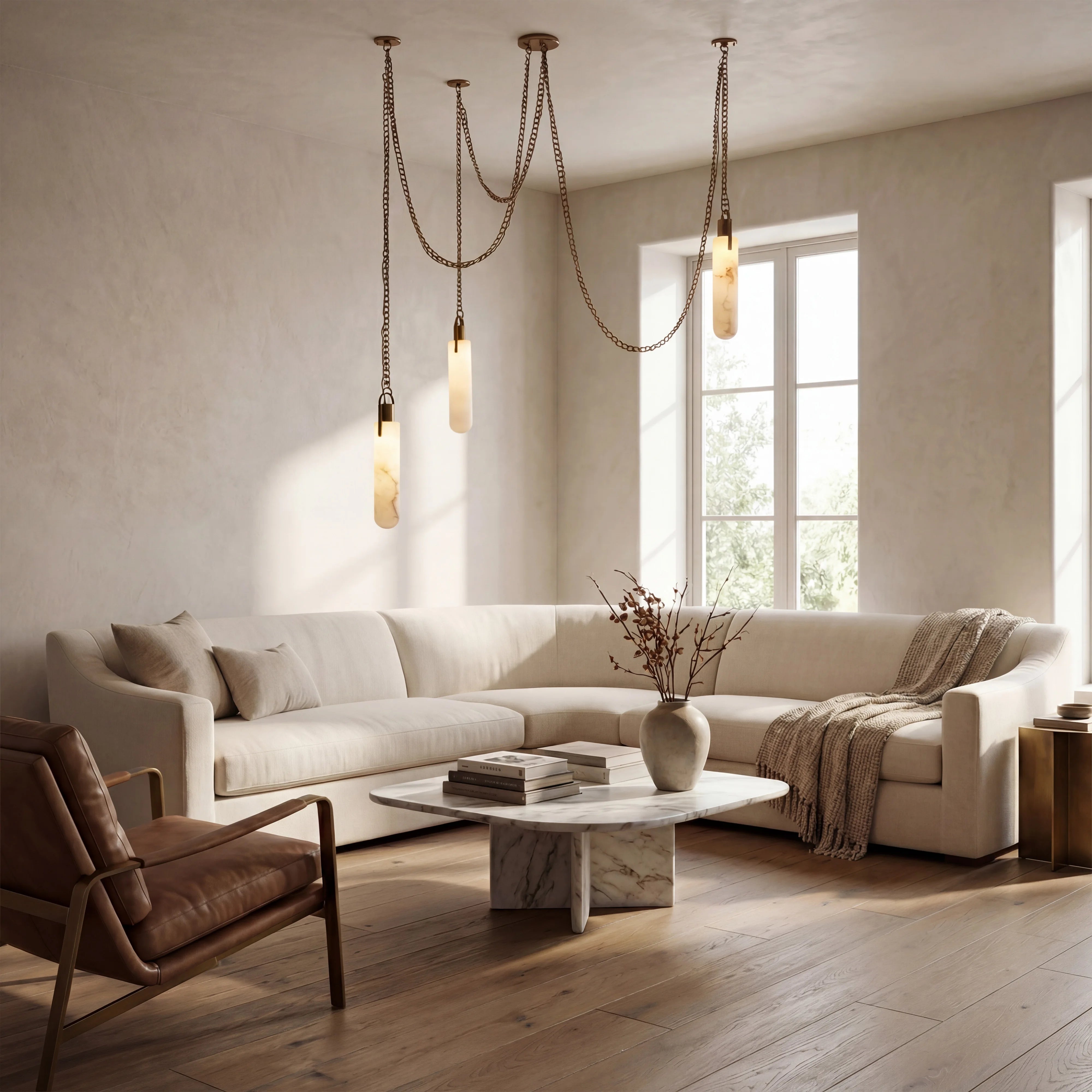 Theresa 3 Light LED Multi-Drop Alabaster Chandelier Lighting